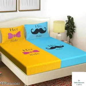 126343034-  non elsatic double cot bed spread with 2 pillow cover