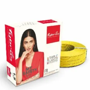 Fybros by Kundan Cab 1.5 Sq mm Yellow Flame Retardant wire ( 45m ) FWC1023

