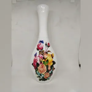 12" Wooden White Pot