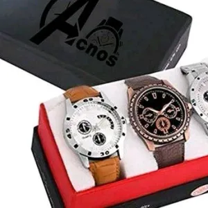 CLASSY MEN'S NEW WATCH COMBO PACK OF 3