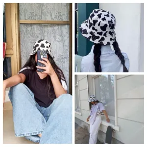 cow print bucket hat