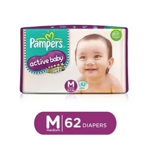 Pampers Active Baby Medium (6-11 kg) - 62 Diapers, 62 pcs