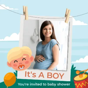 Baby shower/Namimg Ceremony Invitation Card A4 (C37) 