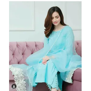 Women light blue kurtas E010