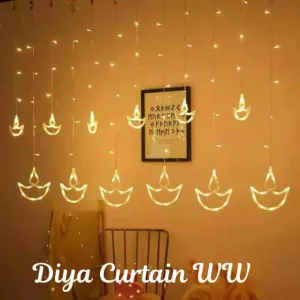 Diya Curtain Lights 6+6 Small & Big Diya.