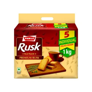 Parle Rusk Real Elaichi Premium Rusk 1kg (5 Individual Pack Inside)