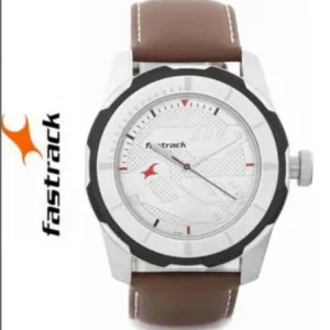 Fastrack Silver Dial Brown Leather Strap Watch | Fastrack Watch For Men - NN3099SL01