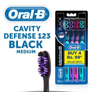 Oral B Brush Cavity Defence 4pc Black Medium