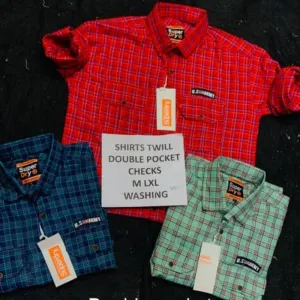 Double pocket checks shirt L