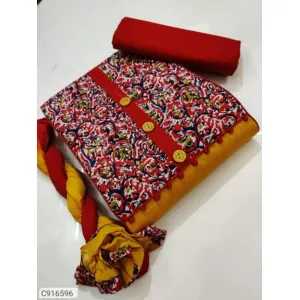 Unique Kalamkari Printed Handloom Cotton Navratri Dress Material/Suit