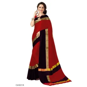 Latest Solid Cotton Saree With Border