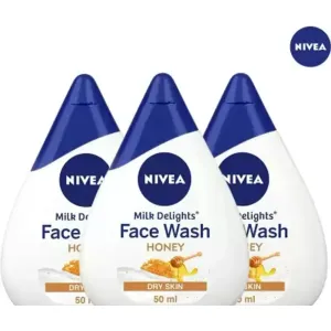 NIVEA Women for Normal Skin, Milk Delights Honey (Pack Of 3) Face Wash (50 ml)