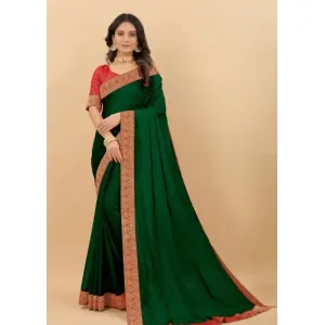 Attractive Silk Blend Lace Work Saree with Blouse piece