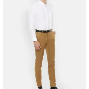MALENO Elegant Slim Fit Men Solid Khaki Trouser