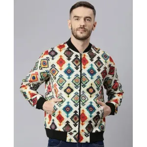 Stylish Polyester Viscose Multi colour Printed Long Sleeves Jacket For Men