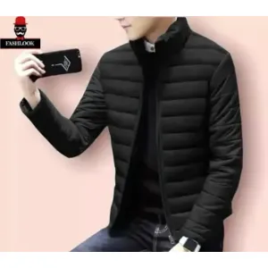 Stylish Black Polyester Fluffy Fullsleeve Jacket For Men