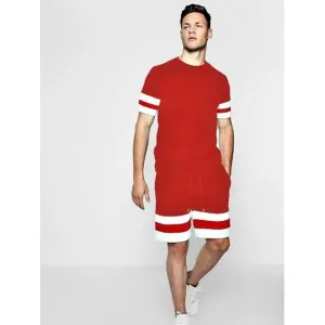 Men's Red Polycotton Slim Fit Track top and Bottom Set