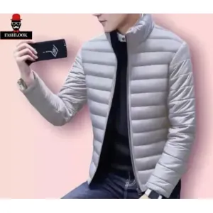 Stylish Grey Polyester Fluffy Fullsleeve Jacket For Men