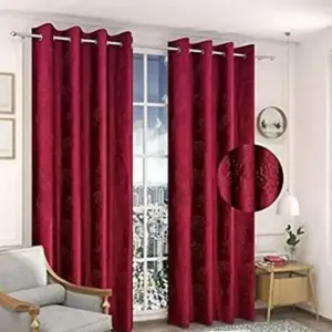 MATEMIUM Polyester Plain Tree Embosed Printed Curtains