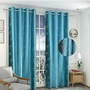 MATEMIUM Polyester Plain Tree Embosed Printed Curtains