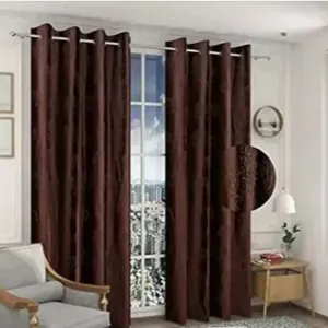 MATEMIUM Polyester Plain Tree Embosed Printed Curtains