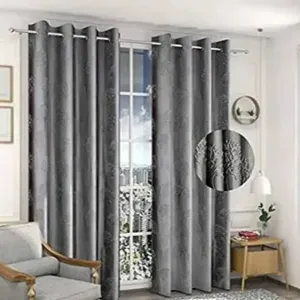 MATEMIUM Polyester Plain Tree Embosed Printed Curtains