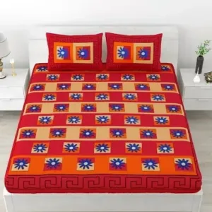 Premium Choice Cotton Printed Double Bedsheet With Pillow Cover