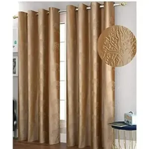 MATEMIUM Polyester Plain Tree Embosed Printed Curtains