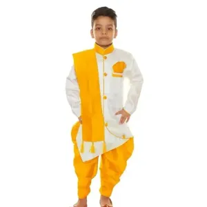 Boys Festive Party Kurta, Dhoti Paint Dupatta Set