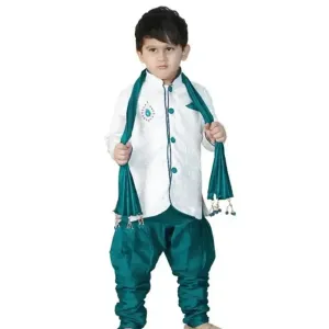 Boys Festive Party Kurta, Churidar Dupatta Set