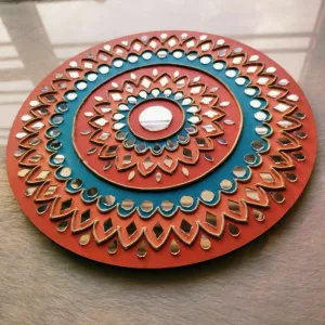 Red lippan art wall hanging