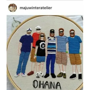 Family hoop embroidery design wall hanging