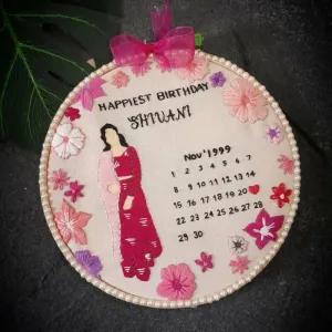 Birthday hoop embroidery design