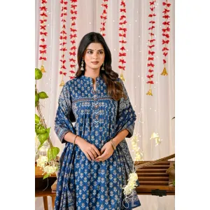 Khadi cotton weaving kurta with straight cotton pan& dupatta 
