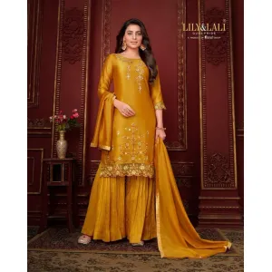 Embroidered Silk Suit with Sharara