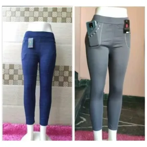 Women's Cotton Blend Solid/Checkered Jeggings Buy 1 Get 1 Free