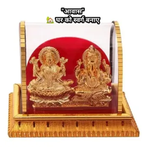 Handmade Golden Lord Ganesh Maa Lakshmi Idol
