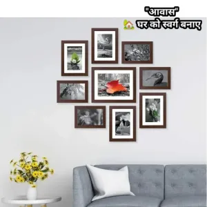 Wood Photo Frame With Glass Brown