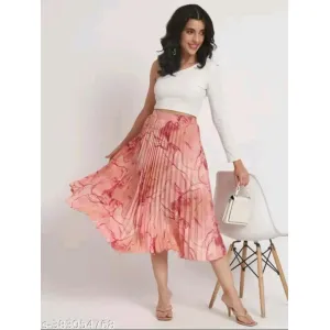 Exquisite Marble Elegance A Woman's Masterpiece in A-Line MIDI Printed Skirt