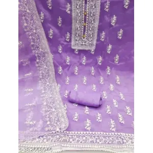 Party Wear Fancy Patiala Pakistani jaipuri All Occasions Organza Suits Women's purple 