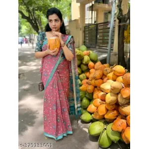 Latest trends with our cotton linen saree for women