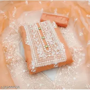 Party Wear Fancy Patiala Pakistani jaipuri All Occasions Organza Suits Women's Peach