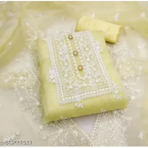 Party Wear Fancy Patiala Pakistani jaipuri All Occasions Organza Suits Women's yellow