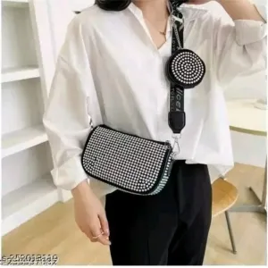 Designer all over Rhinestone decor square bag with coin purse