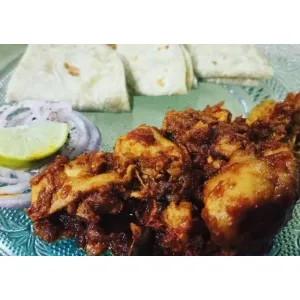 Rumali Roti with dry masala chicken