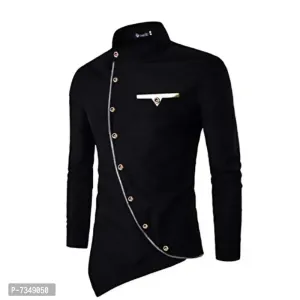 *Beautiful Cotton Black Long Sleeves Casual Shirts For Men*