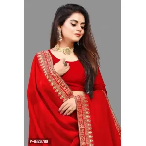 Saubhagyavati Vichitra Silk Zari Embroidered Lace Border Sarees with Blouse Piece