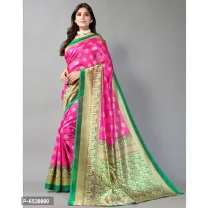 Stylish Mysore Silk Pink Printed Saree With Blouse Piece For  Women