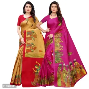 Stylish Fancy Art Silk Multicoloured Printed Combo Saree With Blouse Piece For Women Pack 