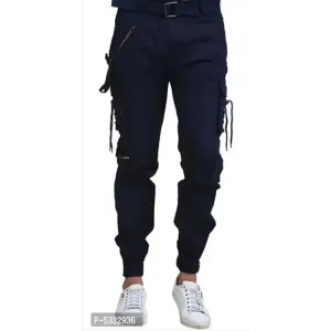 Boys Cotton Solid Casual Cargo Pants